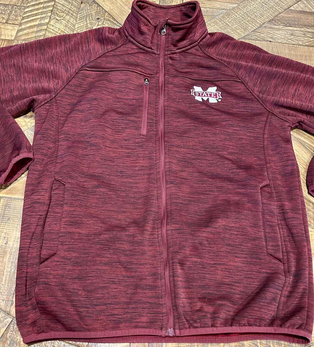 58 Sports Mississippi State Bulldogs Full Zip Jacket Size Large Maroon